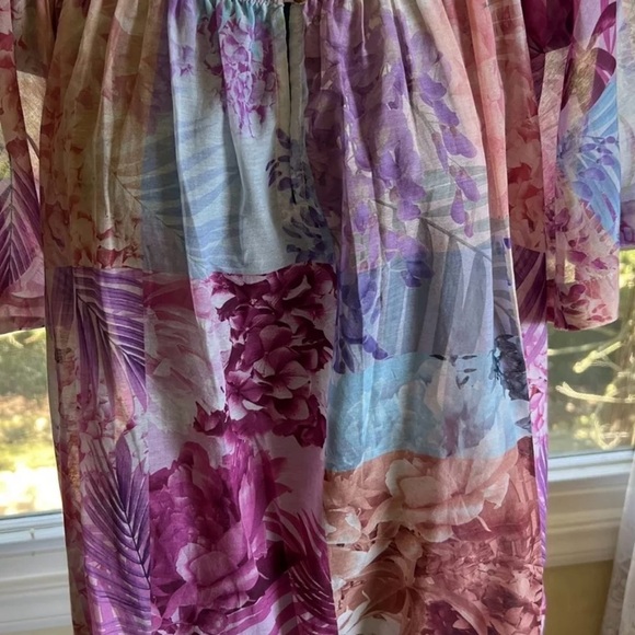NWT Johnny Was Size Large Esme Floral Short Sleeve Sheer Peasant $225 (A5) - Picture 5 of 13